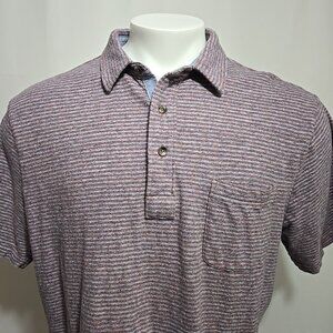 Faherty Polo Shirt Mens Size Xl Red and Gray Striped 100% Organic Cotton